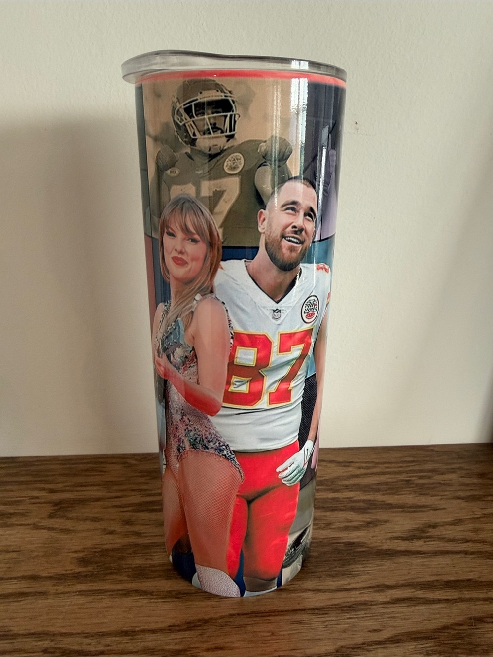 Taylor Swift and Travis Kelce insulated cup.